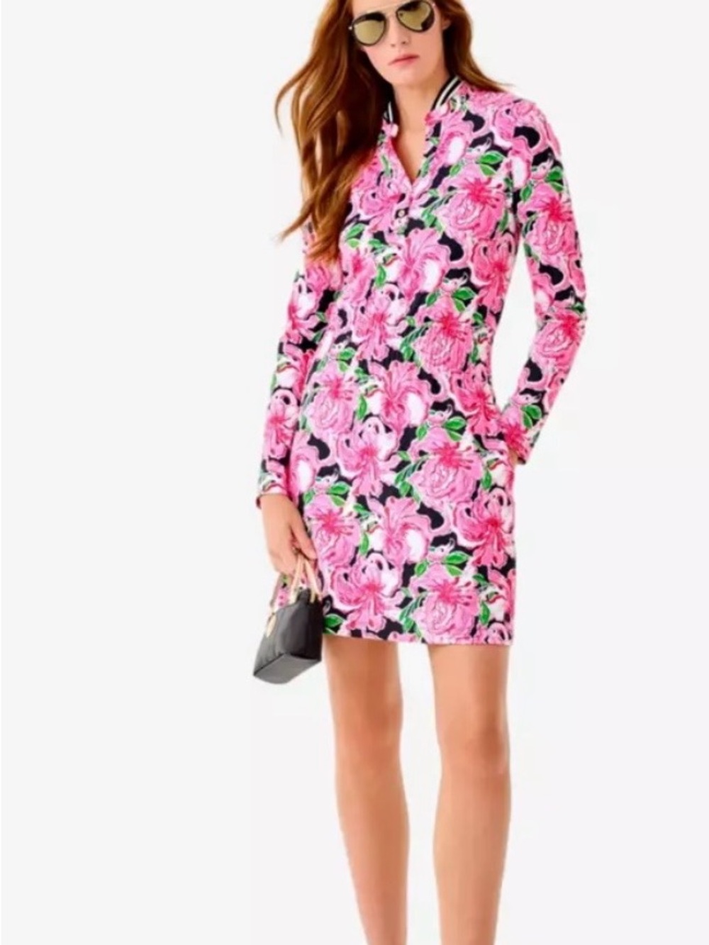 Lilly Pulitzer Pink Floral Long-Sleeve Mini Dress